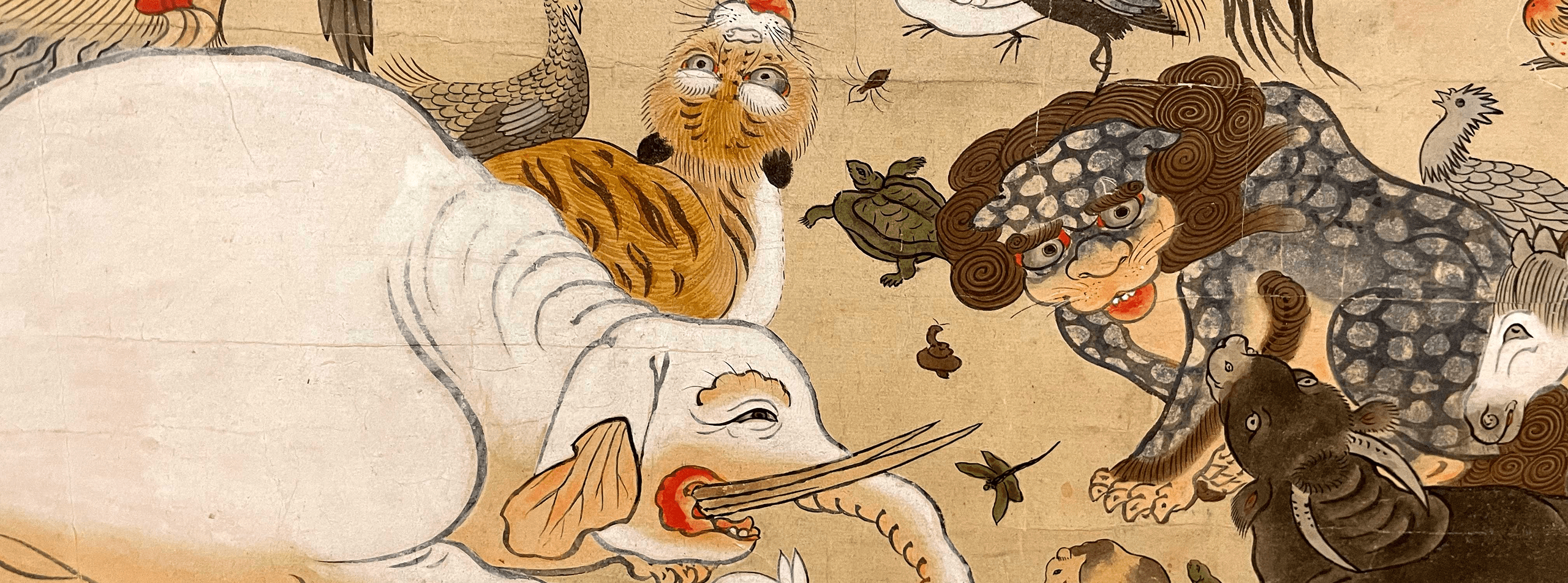 様々な動物が描かれた日本画